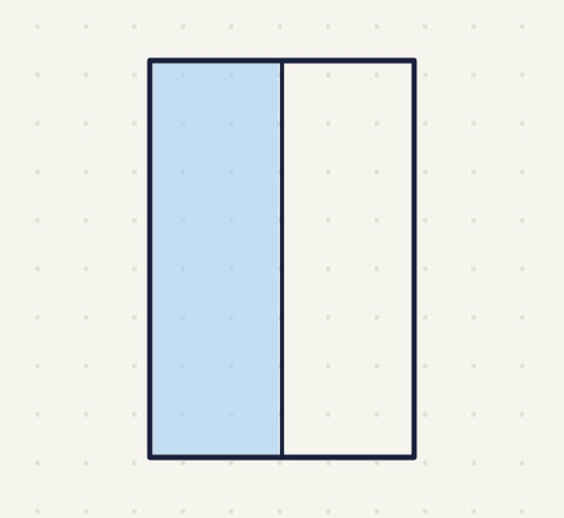 a tall rectangle divided into 2 equal vertical halves, the left half lightly shaded