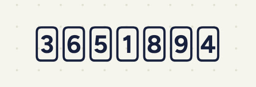 Seven digit cards in a row: 3, 6, 5, 1, 8, 9, 4.