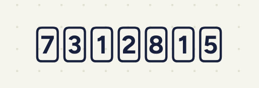 Seven number cards in a row: 7, 3, 1, 2, 8, 1, 5.