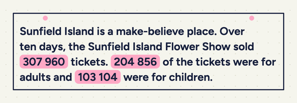 A notice board with the passage below; the three numbers in [ ] are underlined.